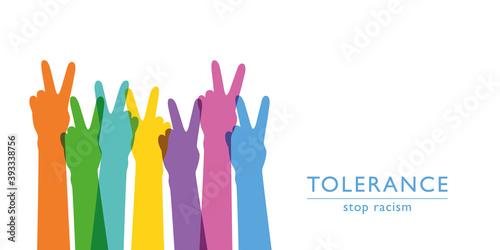 raised human hands respect and tolerance concept vector illustration EPS10