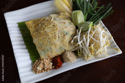 Local Thai food padthai fried noodle photo