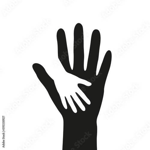big and small black and white human hand isolated vector illustration EPS10
