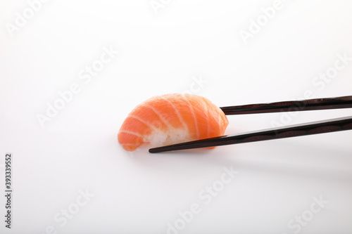 Salmon sushi Sake sushi Japanese food isolated in white background