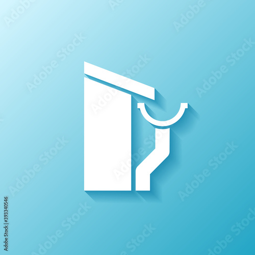 Roof and gutter service flat vector blue icon, winter concept illustration in eps 10