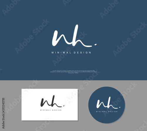 NH Initial handwriting or handwritten logo for identity. Logo with signature and hand drawn style.