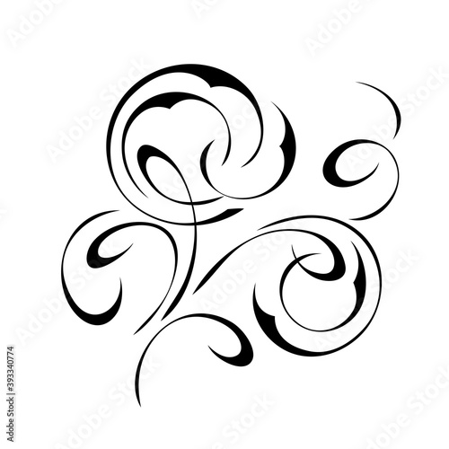 ornament 1389. decorative abstract ornament with curls in black lines on a white background