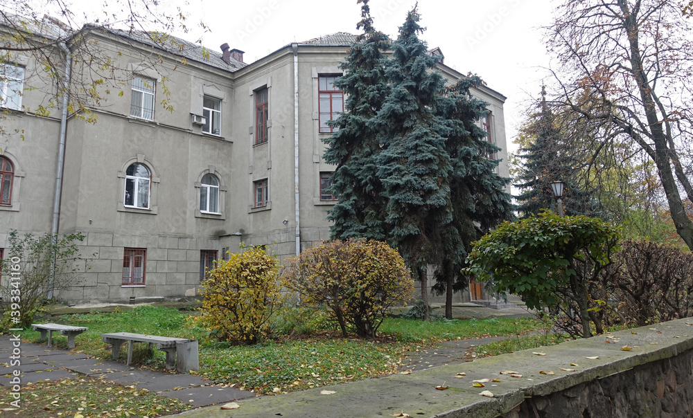 The old building of the Lutheran hospital in 1913 in Kiev in autumn
