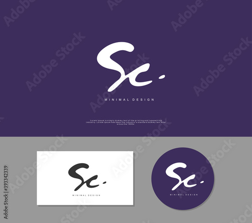 SC Initial handwriting or handwritten logo for identity. Logo with signature and hand drawn style.