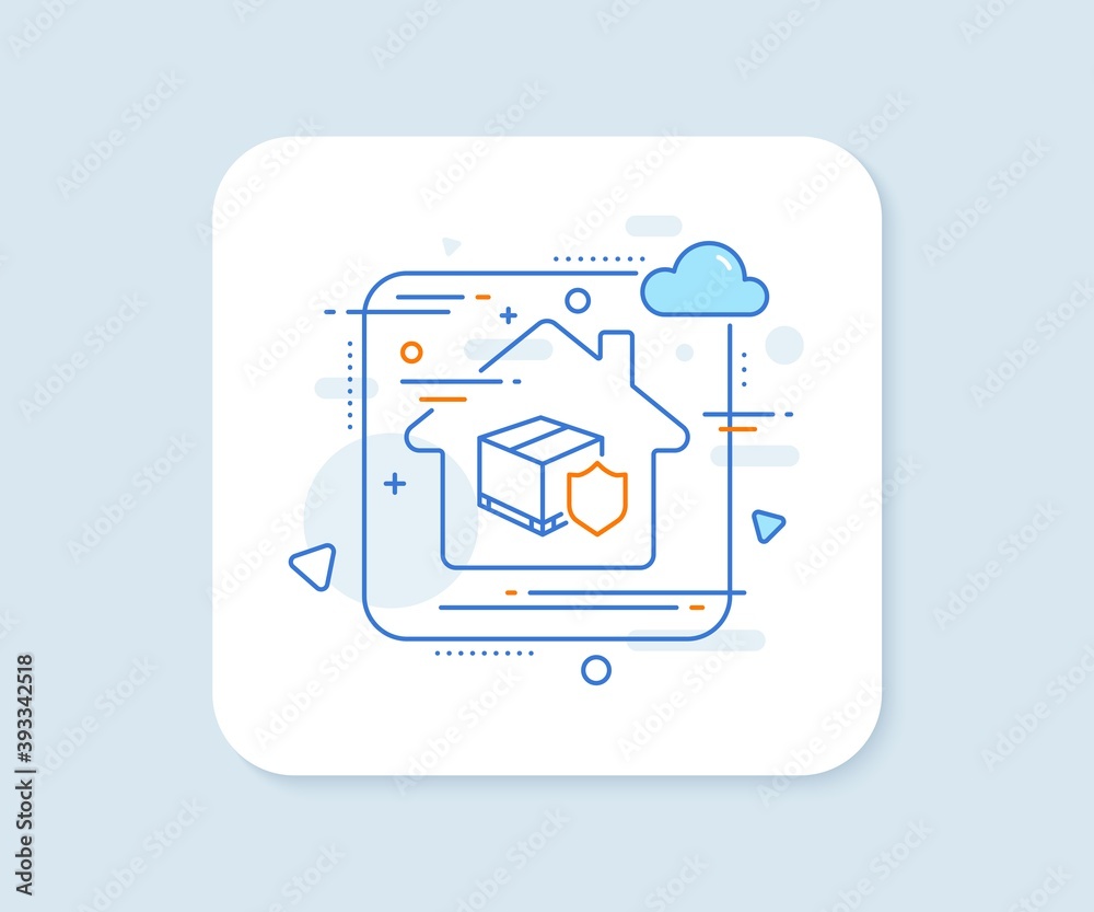 Delivery insurance line icon. Abstract vector button. Parcels tracking sign. Shipping box symbol. Delivery insurance line icon. Home concept badge. Vector Delivery insurance line icon. Abstract vector button. Parcels tracking sign. Shipping box symbol. Delivery insurance line icon. Home concept badge. Vector