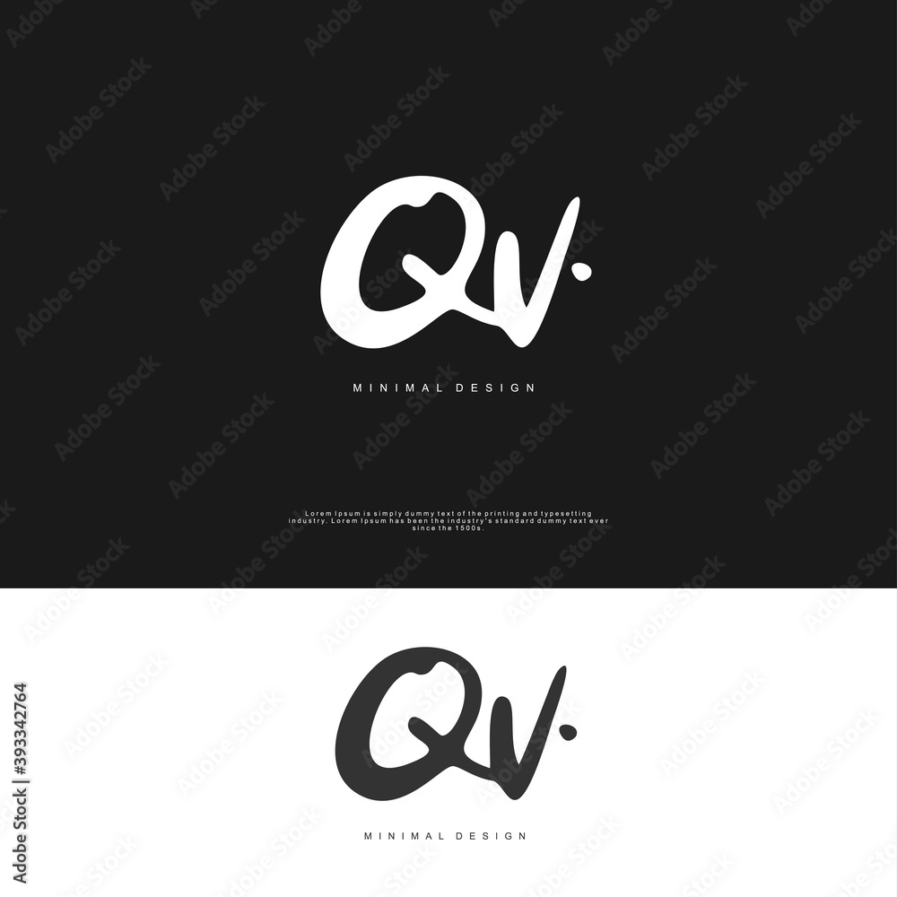 Obraz premium QV Initial handwriting or handwritten logo for identity. Logo with signature and hand drawn style.