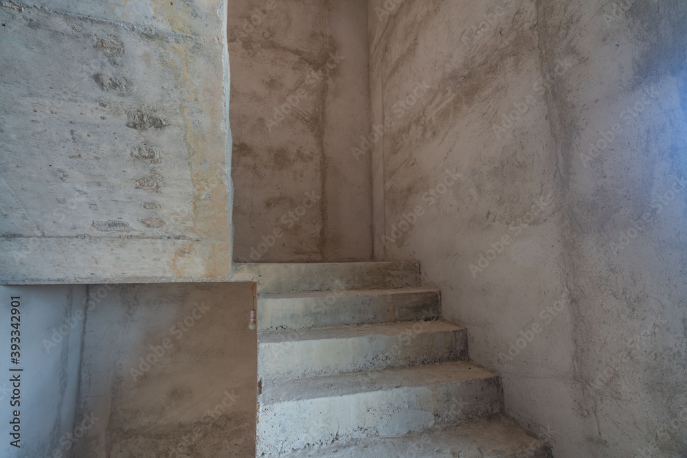 Rough staircase with reinforced concrete structure