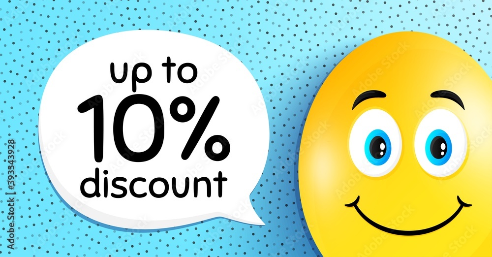 Up to 10% Discount. Easter egg with smile face. Sale offer price sign. Special offer symbol. Save 10 percentages. Easter smile character. Discount tag speech bubble. Yellow egg background. Vector Up to 10% Discount. Easter egg with smile face. Sale offer price sign. Special offer symbol. Save 10 percentages. Easter smile character. Discount tag speech bubble. Yellow egg background. Vector