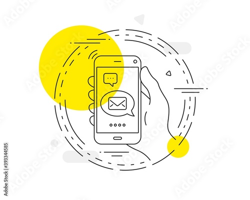 Mail line icon. Mobile phone vector button. Messenger communication sign. E-mail symbol. Messenger line icon. Abstract concept badge. Vector