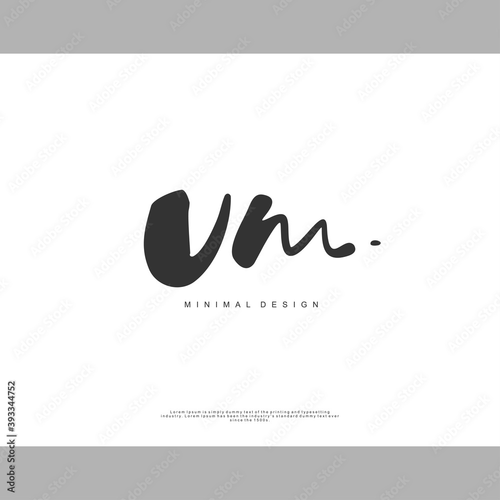 Obraz premium VM Initial handwriting or handwritten logo for identity. Logo with signature and hand drawn style.