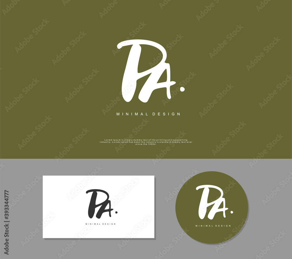 PA Initial handwriting or handwritten logo for identity. Logo with signature and hand drawn style.