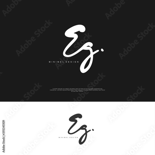 EG Initial handwriting or handwritten logo for identity. Logo with signature and hand drawn style.