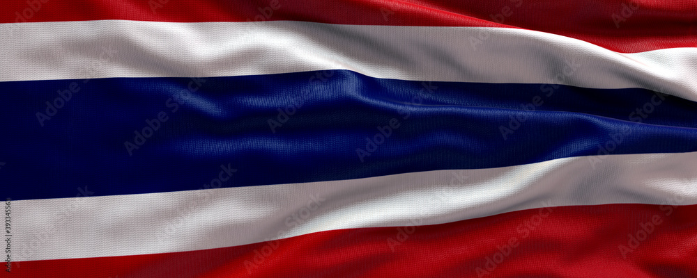 Waving flag of Thailand - Flag of Thailand - 3D flag background Waving flag of Thailand - Flag of Thailand - 3D flag background