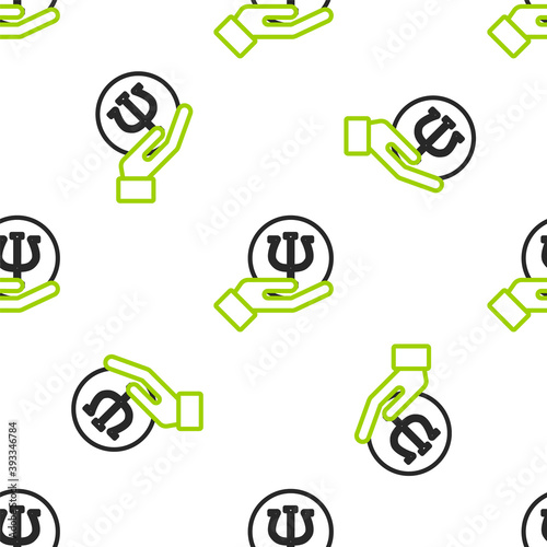Line Psychology icon isolated seamless pattern on white background. Psi symbol. Mental health concept, psychoanalysis analysis and psychotherapy. Vector.