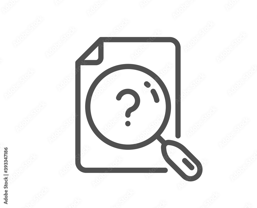 Search document line icon. Help book sign. Instruction manual symbol. Quality design element. Linear style search document icon. Editable stroke. Vector Search document line icon. Help book sign. Instruction manual symbol. Quality design element. Linear style search document icon. Editable stroke. Vector