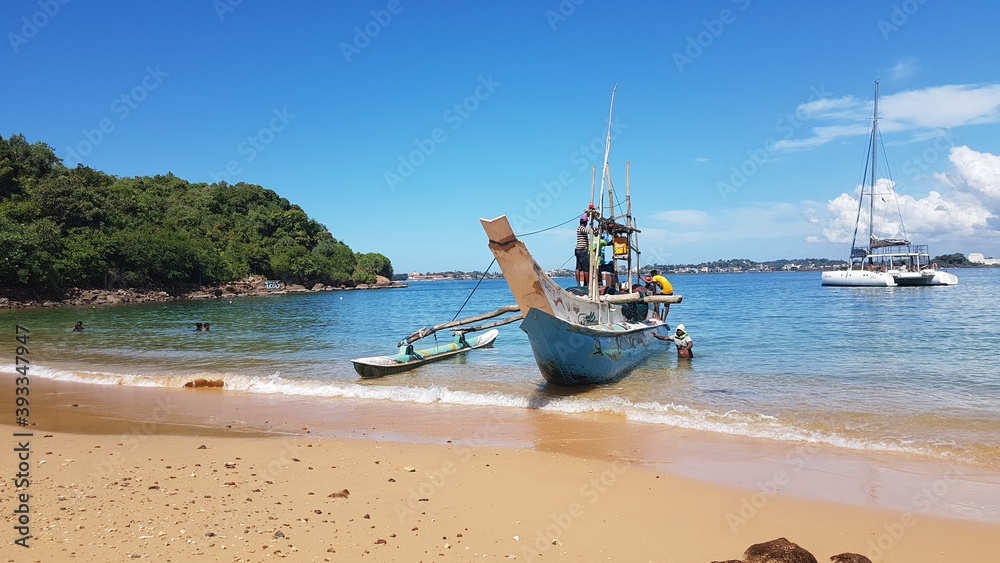 boats on the beach Sri Lanka