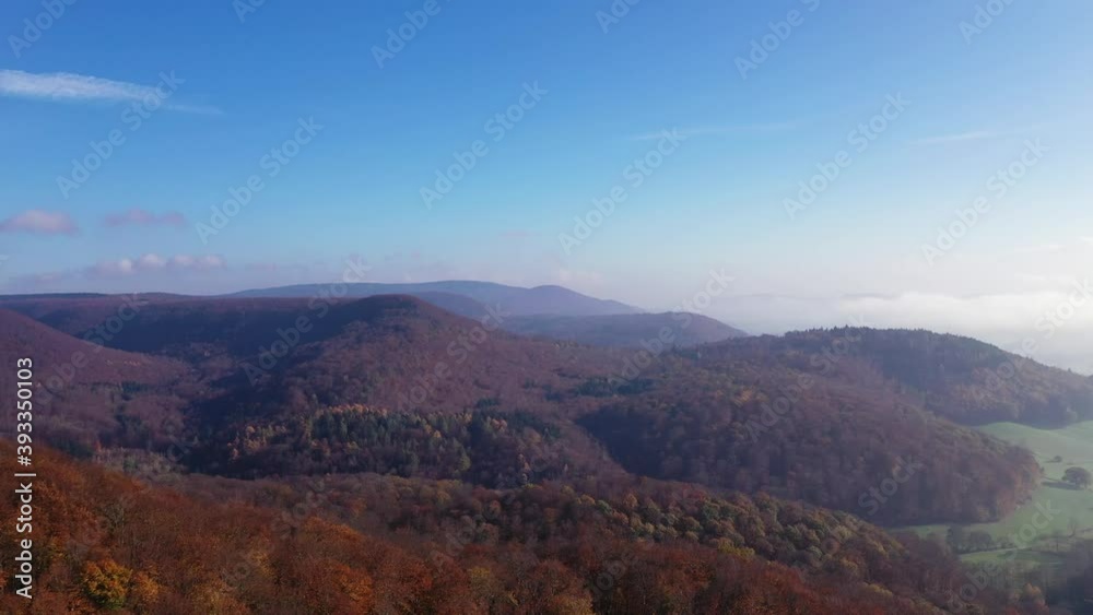 Drone flight over Germany landscape, Hohenstein Drone flight over Germany landscape, Hohenstein