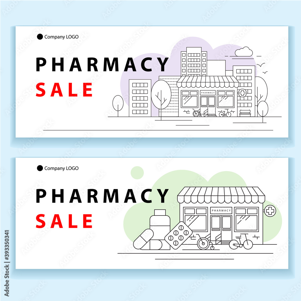 Pharmacy design Trendy vector illustration, flat style. Modern concept for a landing page or web banner.