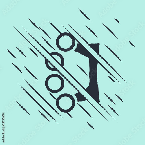 Black Brass knuckles icon isolated on green background. Glitch style. Vector.