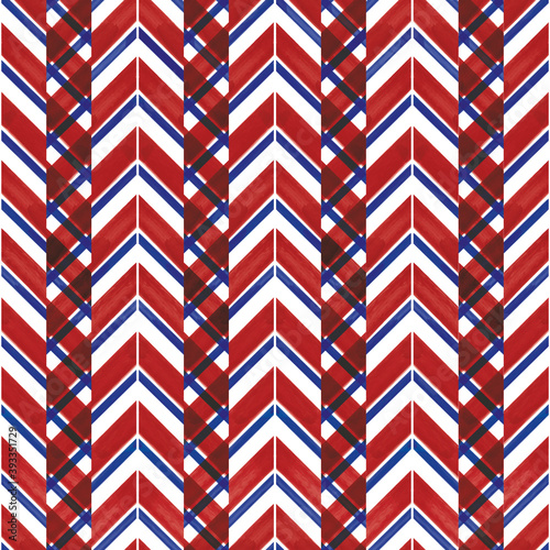 Vector blue red striped chevrons seamless pattern