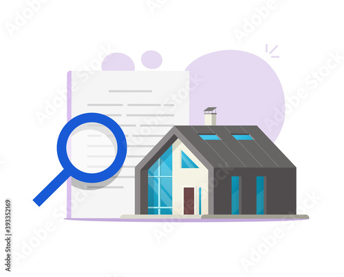 Home audit review vector, house building inspection illustration, property apartment documentation quality, examine of architecture construction, rent or buy information research