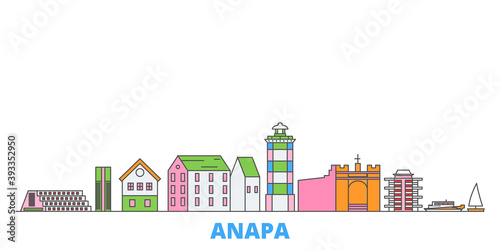 Russia, Anapa cityscape line vector. Travel flat city landmark, oultine illustration, line world icons