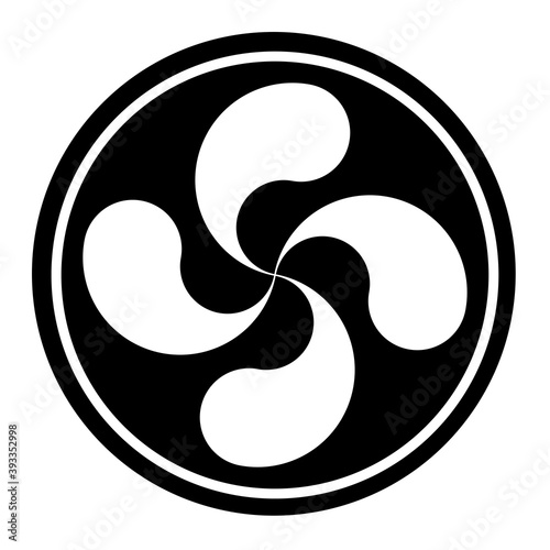 Lauburu or Basque cross symbol icon in a black circle photo
