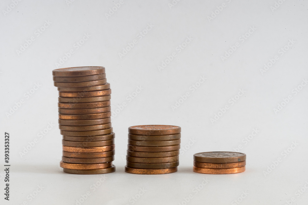 stack of euro cent coins on white background stack of euro cent coins on white background