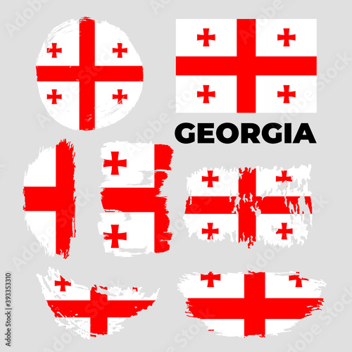 Grunge Georgia flags set. Vector stock illustration