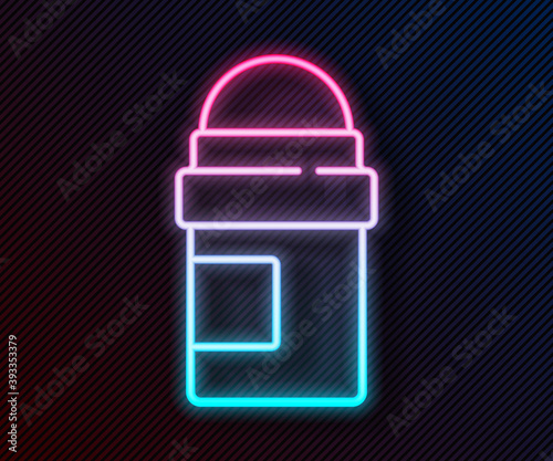 Glowing neon line Antiperspirant deodorant roll icon isolated on black background. Cosmetic for body hygiene. Vector.
