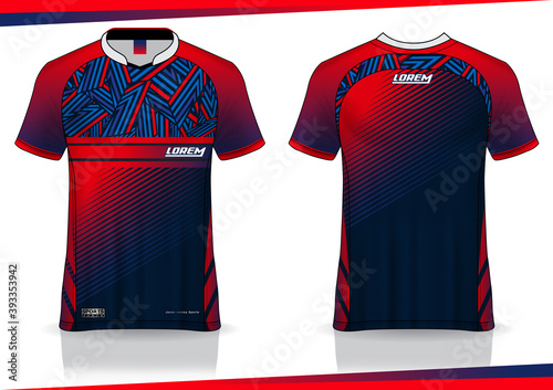 Jersey mockup. t-shirt sport design template for runner, uniform front and back view. red color
