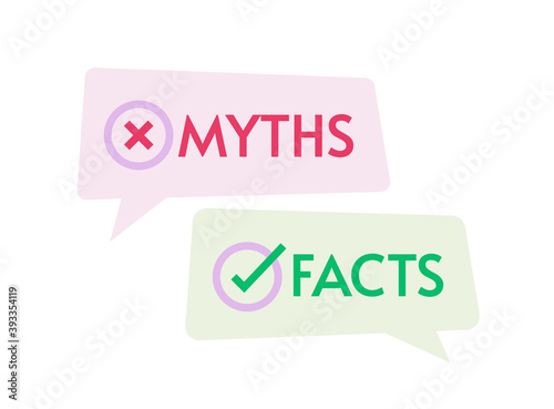 Myths facts icon vector color concept, idea of true or false information, fake or truth