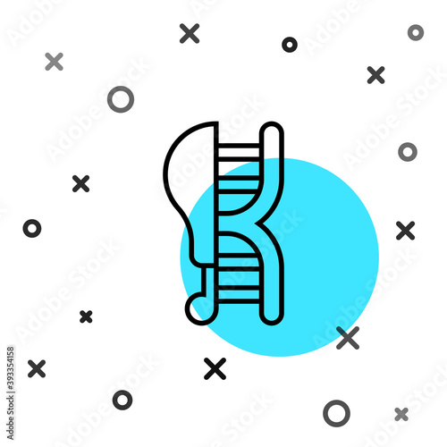 Black line Genetically modified chicken icon isolated on white background. Syringe being injected to chicken. Random dynamic shapes. Vector.