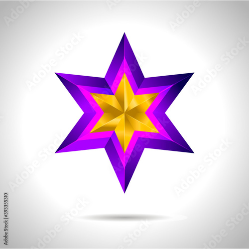 illustration of a purple gold star on steel background. vector file New year Christmas