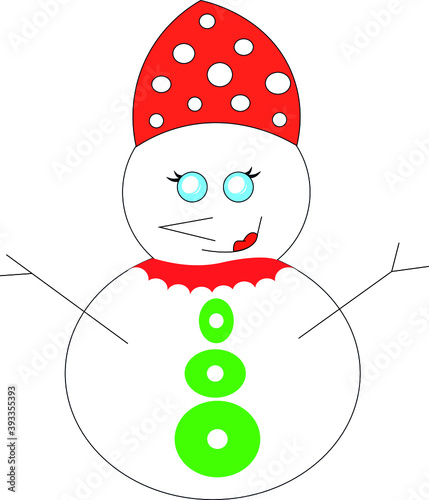funny drawing woman snowman on white background
