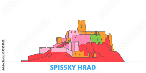Slovakia, Spissky Hrad cityscape line vector. Travel flat city landmark, oultine illustration, line world icons
