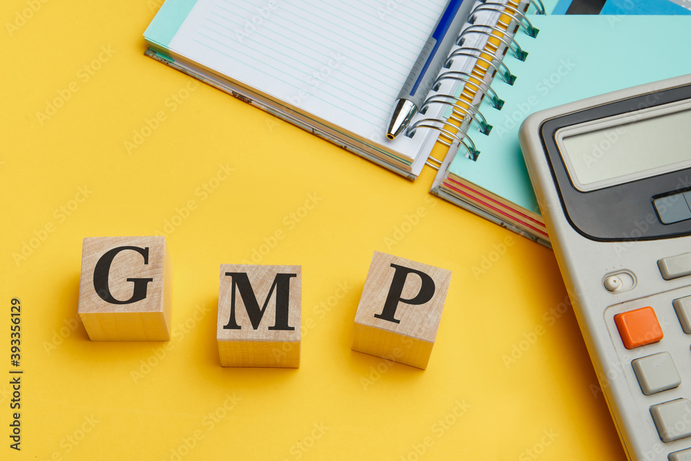 GMP Good Manufacturing Practice - inscription on cubes GMP Good Manufacturing Practice - inscription on cubes