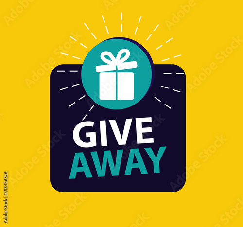 Giveaway card,  poster template design for social media post or website banner, give away illustration