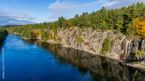 The French River Canyon in Ontario. The river links lake Nipissing to Lake Huron and otfen taken by the trappers during the early days of Canada photo