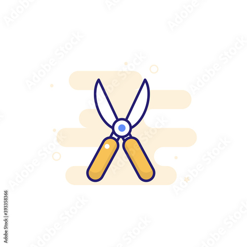Garden Secateurs illustration Outline Filled Style Icon. EPS File 10