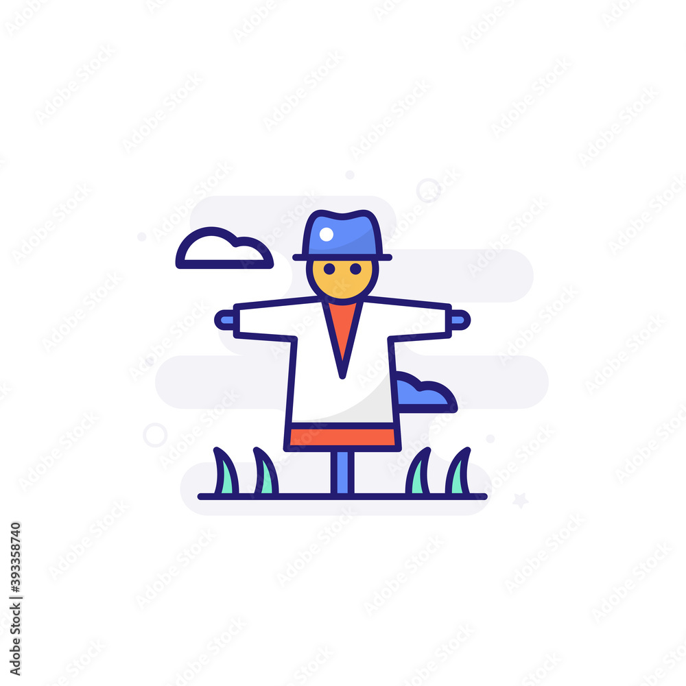 Scarecrow illustration Outline Filled Style Icon. EPS File 10