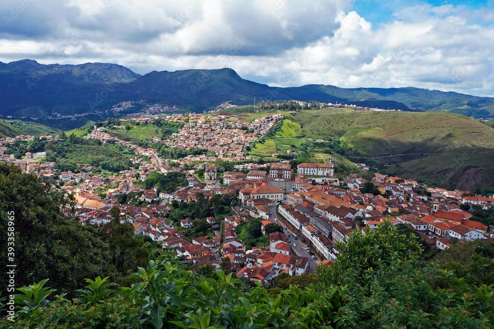 Panoramic view of historical city of Ouro Preto, Brazil 