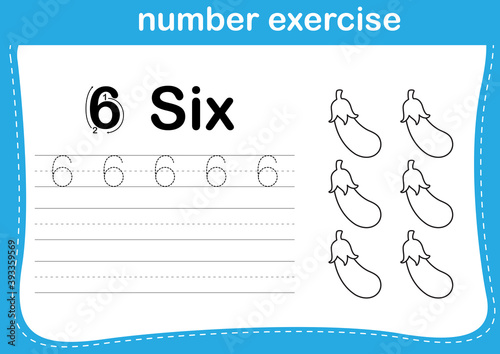 number exercise with cartoon coloring book illustration, vector