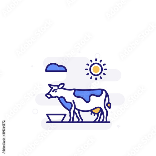 Cow illustration Outline Filled Style Icon. EPS File 10