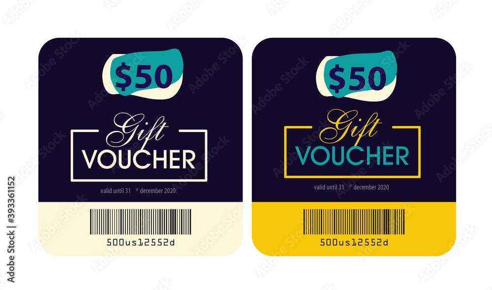 gift voucher template, Gift voucher template, gift card, fifty dollar, colorful, design element vector