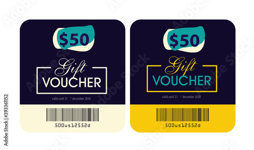 gift voucher template, Gift voucher template, gift card, fifty dollar, colorful, design element vector