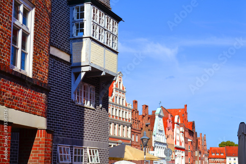 Old buildings in Luneburg city, Germany.