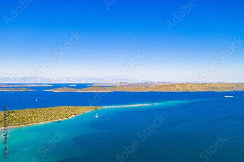 Amazing seascape  beautiful archipelago of Dugi Otok island in Croatia  aerial view from drone