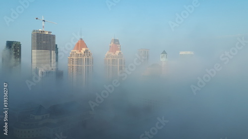 Foggy Buildings View